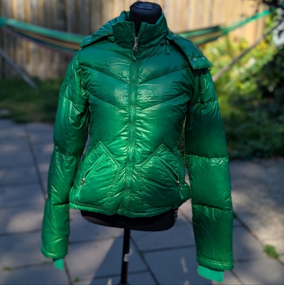WOMEN'S VINTAGE J CREW PUFFER GREEN SIZE MEDIUM - Picture 3 of 13